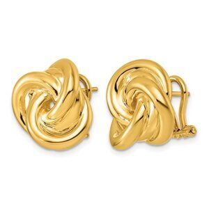 Herco 14K Yellow Gold Polished Love Knot Omega Back Earrings - Italy